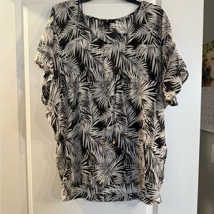 H&M Black and White Leaf Print Coverup
